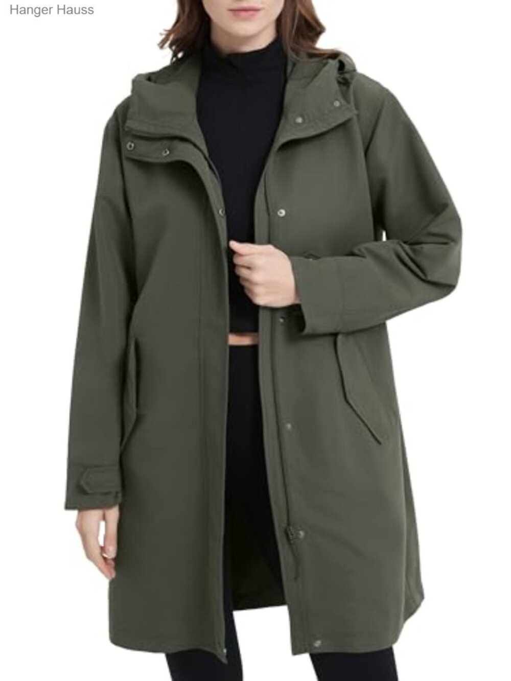 Women's Lightweight Rain Jacket Hooded Water-Repellent Windbreaker Long Raincoat